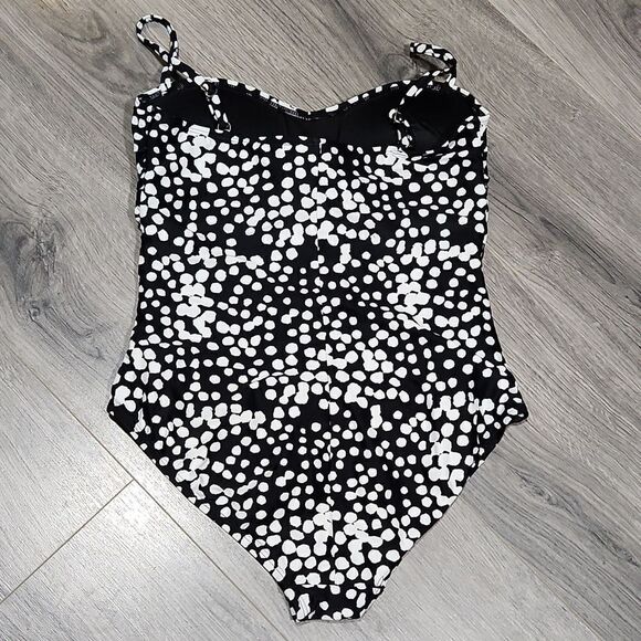 Catalina Blk w/White Gathered One Piece Swimsuit - Picture 6 of 8